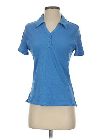 Pre-owned Cutter & Buck Short Sleeve Top Blue Collared Neckline Tops