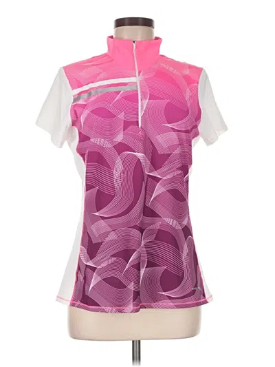 Pre-owned Cutter & Buck Short Sleeve Top Pink Mock Neckline Tops