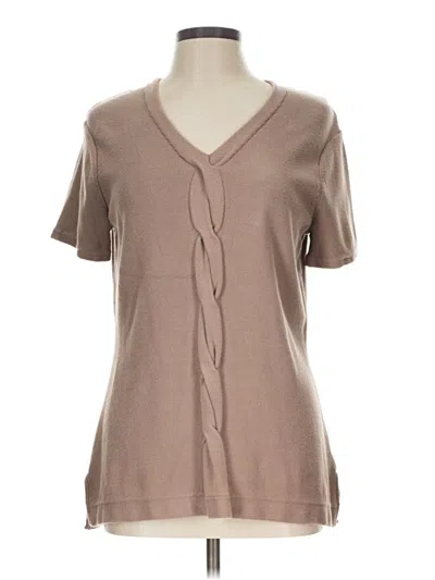 Pre-owned Cutter & Buck Short Sleeve Top Tan V-neck Tops