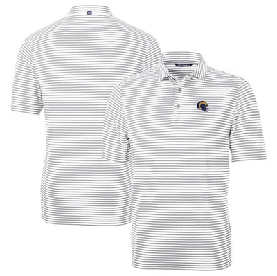 Cutter & Buck Silver Los Angeles Rams Helmet Virtue Eco Pique Stripe Recycled Polo