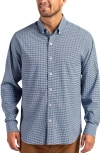 Cutter & Buck Skyline Epic Confidence Check Stretch Button-down Shirt In Blue