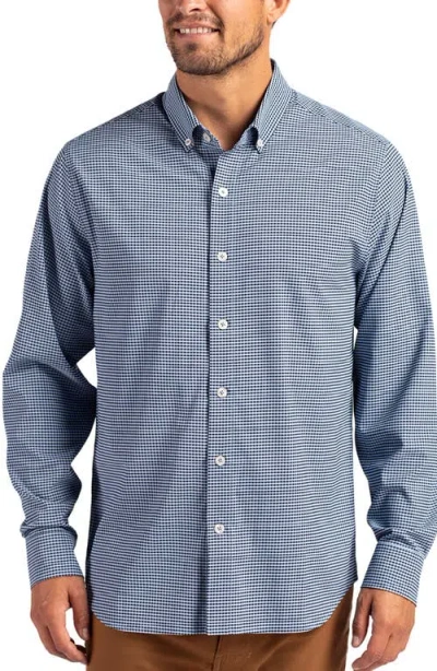 Cutter & Buck Skyline Epic Confidence Check Stretch Button-down Shirt In Blue