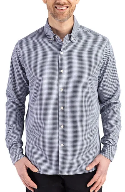 Cutter & Buck Skyline Epic Confidence Check Stretch Button-down Shirt In Blue