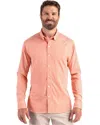 Cutter & Buck Skyline Epic Confidence Recycled Gingham Mens Big & Tall Long Sleeve Dress Shirt In Orange