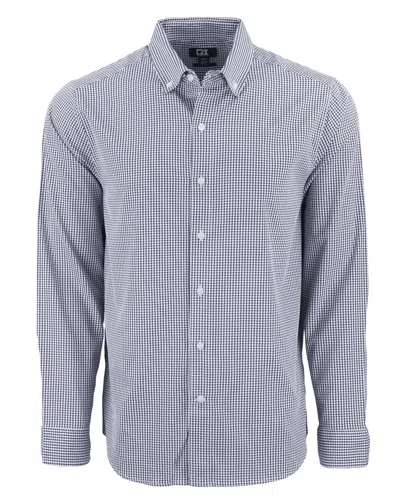 Cutter & Buck Skyline Epic Confidence Recycled Gingham Mens Long Sleeve Dress Shirt In Gray