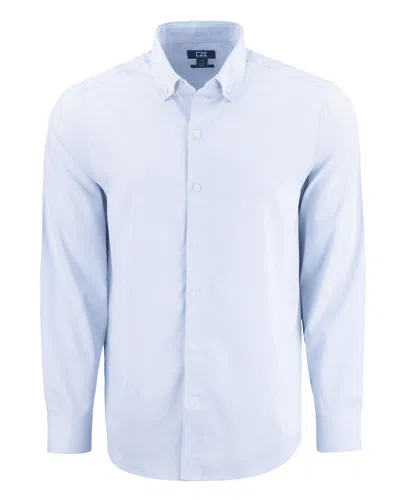 Cutter & Buck Skyline Epic Confidence Recycled Pinstripe Mens Long Sleeve Dress Shirt In Blue