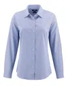 Cutter & Buck Skyline Epic Confidence Recycled Pinstripe Womens Long Sleeve Dress Shirt In Blue
