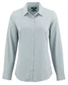 Cutter & Buck Skyline Epic Confidence Recycled Pinstripe Womens Long Sleeve Dress Shirt In Green
