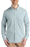 Cutter & Buck Skyline Epic Confidence Stripe Stretch Button-down Shirt In Green