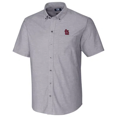Cutter & Buck St. Louis Cardinals  Short Sleeve Stretch Oxford Button-down Shirt In Charcoal