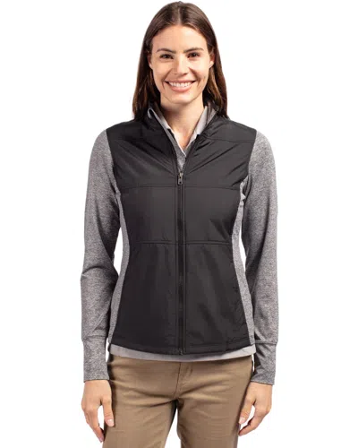 Cutter & Buck Stealth Hybrid Quilted Womens Full Zip Windbreaker Jacket In Black