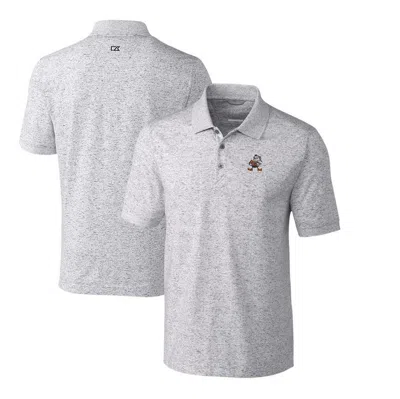 Cutter & Buck Steel Cleveland Browns Advantage Tri-blend Space Dye Throwback Polo In White