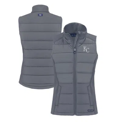 Cutter & Buck Steel Kansas City Royals Evoke Hybrid Eco Softshell Recycled Full-zip Vest In Gray