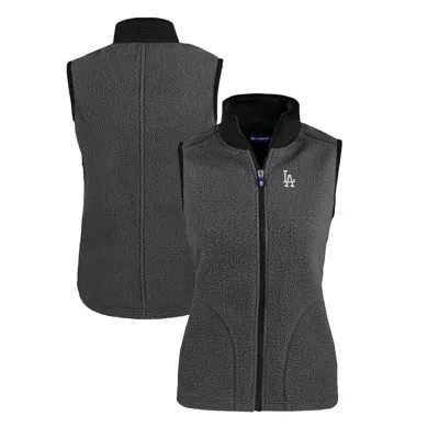 Cutter & Buck Steel Los Angeles Dodgers Cascade Eco Sherpa Fleece Full-zip Vest In Gray