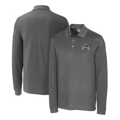 Cutter & Buck Steel Utah State Aggies Advantage Tri-blend Pique Long Sleeve Polo