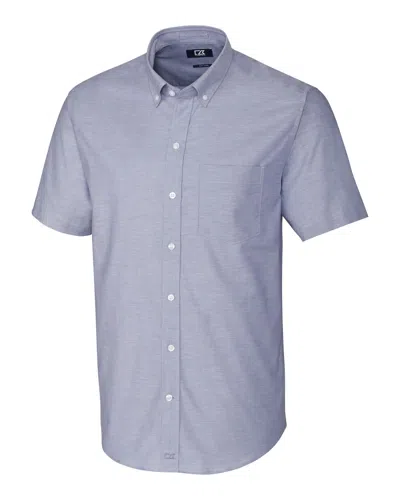 Cutter & Buck Stretch Oxford Mens Big And Tall Short Sleeve Dress Shirt In Blue