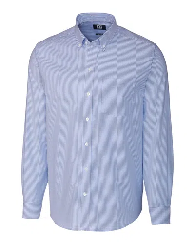 Cutter & Buck Stretch Oxford Stripe Mens Big And Tall Long Sleeve Dress Shirt In Blue