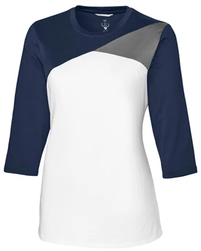 Cutter & Buck Cbuk Ladies' Swift Long-sleeve Colorblock Tee Shirt In Blue