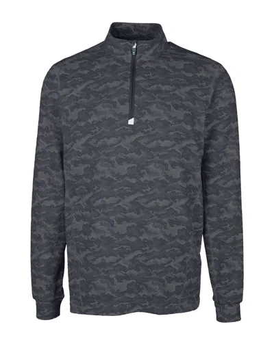 Cutter & Buck Traverse Camo Print Stretch Quarter Zip Mens Big And Tall Pullover Jacket In Black
