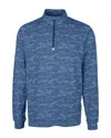 Cutter & Buck Traverse Camo Print Stretch Quarter Zip Mens Big And Tall Pullover Jacket In Navy Blue