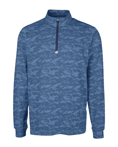 Cutter & Buck Traverse Camo Print Stretch Quarter Zip Mens Big And Tall Pullover Jacket In Navy Blue