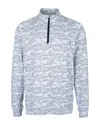Cutter & Buck Cutter Buck Traverse Camo Print Stretch Quarter Zip Mens Big And Tall Pullover Jacket In Blue