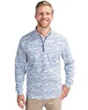 Cutter & Buck Traverse Camo Print Stretch Quarter Zip Mens Pullover Jacket In Blue