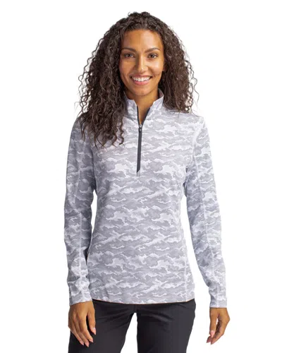 Cutter & Buck Traverse Camo Print Stretch Quarter Zip Womens Pullover Jacket In Multi