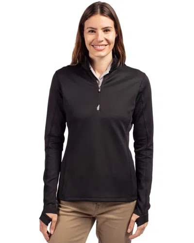 Cutter & Buck Traverse Stretch Eco Quarter Zip Womens Pullover In Black