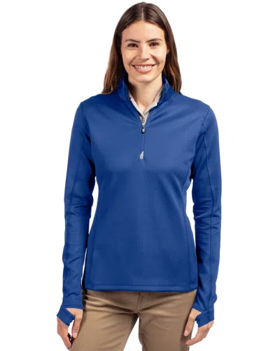 Cutter & Buck Traverse Stretch Eco Quarter Zip Womens Pullover In Blue