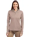 Cutter & Buck Traverse Stretch Quarter Zip Womens Pullover Jacket In Grey