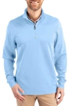 Cutter & Buck Traverse Stretch Quarter Zip Pullover In Blue