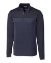 Cutter & Buck Traverse Stripe Stretch Quarter Zip Mens Big And Tall Pullover Jacket In Blue