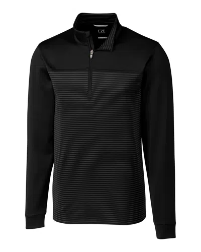 Cutter & Buck Traverse Stripe Stretch Quarter Zip Mens Big And Tall Pullover Jacket In Black
