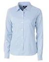 Cutter & Buck Versatech Pinstripe Stretch Womens Long Sleeve Dress Shirt In Blue