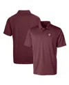 Cutter & Buck Virginia Tech Hokies Primary Team Logo Prospect Textured Stretch Polo In Burgundy
