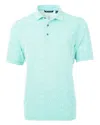 Cutter & Buck Virtue Eco Pique Botanical Print Recycled Mens Polo Shirt In Fresh Mint