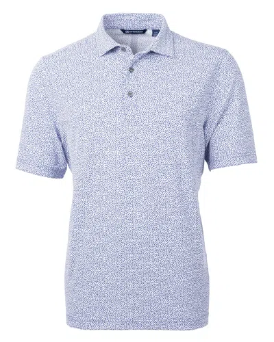 Cutter & Buck Virtue Eco Pique Botanical Print Recycled Mens Polo Shirt In Blue