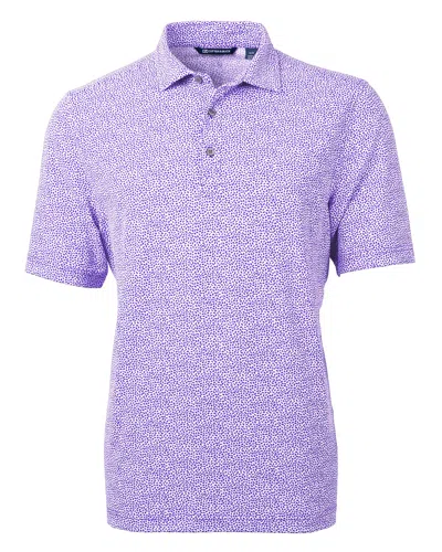 Cutter & Buck Virtue Eco Pique Botanical Print Recycled Mens Polo Shirt In Purple
