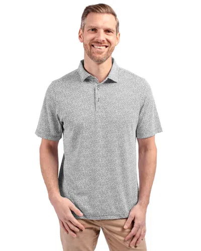 Cutter & Buck Virtue Eco Pique Botanical Print Recycled Mens Polo Shirt In Black