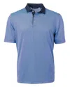 Cutter & Buck Virtue Micro Stripe Polo In Atlas/navy Blue