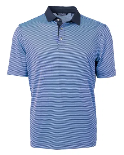 Cutter & Buck Virtue Micro Stripe Polo In Atlas/navy Blue