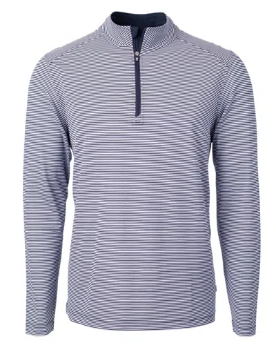CUTTER & BUCK VIRTUE ECO PIQUE MICRO STRIPE RECYCLED MENS BIG & TALL QUARTER ZIP