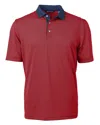 Cutter & Buck Virtue Eco Pique Micro Stripe Recycled Mens Polo In Red