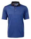 Cutter & Buck Virtue Eco Pique Micro Stripe Recycled Mens Polo In Tour Blue/black