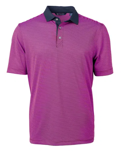 Cutter & Buck Virtue Eco Pique Micro Stripe Recycled Mens Polo In Pink