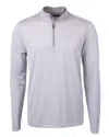 Cutter & Buck Virtue Eco Pique Micro Stripe Recycled Mens Quarter Zip In Polished/white
