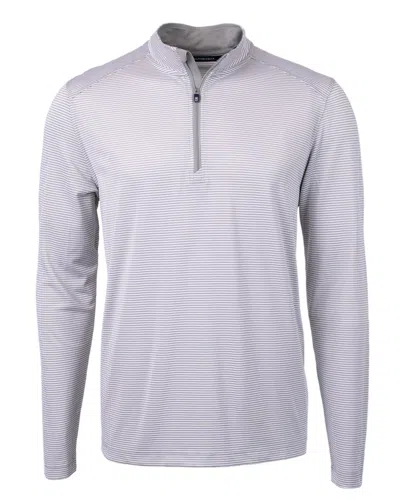 Cutter & Buck Virtue Eco Pique Micro Stripe Recycled Mens Quarter Zip In Polished/white