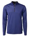 Cutter & Buck Virtue Eco Pique Micro Stripe Recycled Mens Quarter Zip In Blue