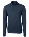 Cutter & Buck Virtue Eco Pique Recycled Quarter Zip Mens Pullover Jacket In Blue